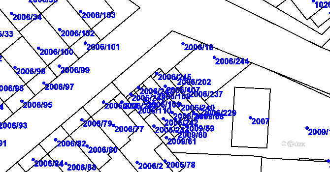 Parcela st. 2006/107 v KÚ Hustopeče u Brna, Katastrální mapa