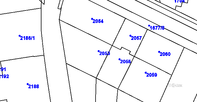 Parcela st. 2053 v KÚ Hustopeče u Brna, Katastrální mapa