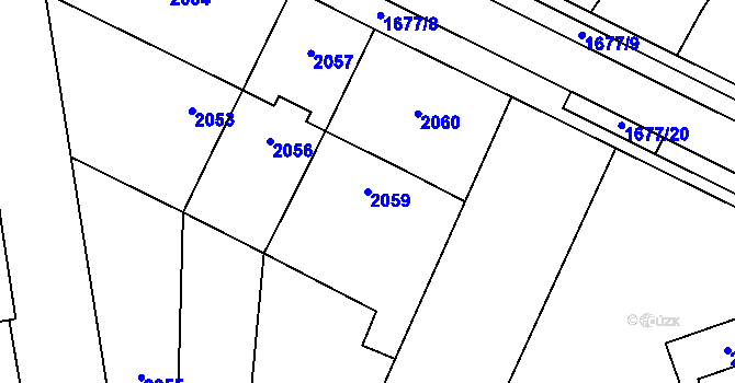 Parcela st. 2059 v KÚ Hustopeče u Brna, Katastrální mapa