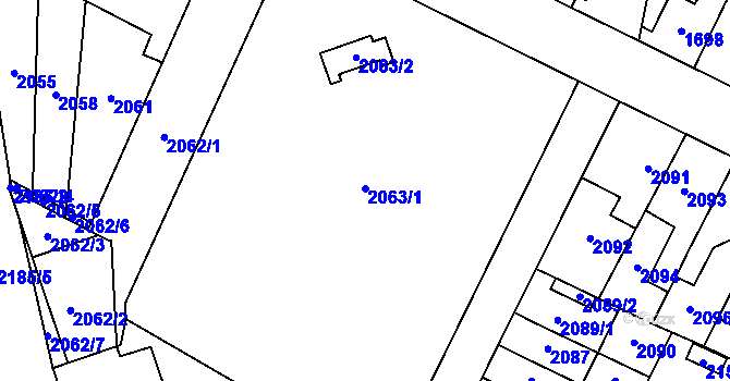 Parcela st. 2063 v KÚ Hustopeče u Brna, Katastrální mapa