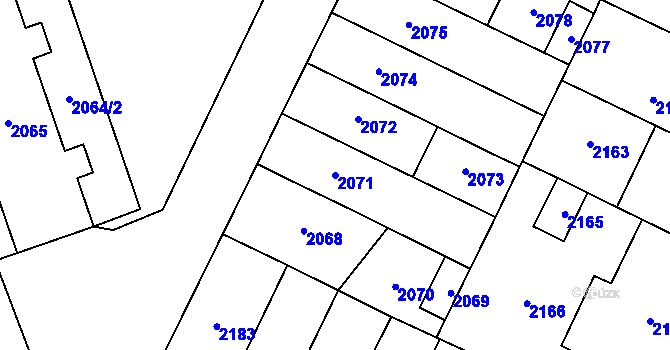 Parcela st. 2071 v KÚ Hustopeče u Brna, Katastrální mapa