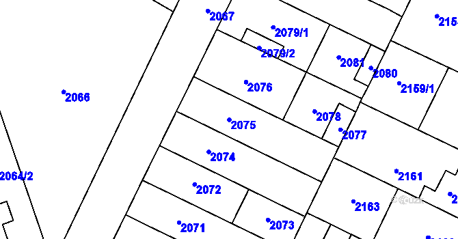 Parcela st. 2075 v KÚ Hustopeče u Brna, Katastrální mapa