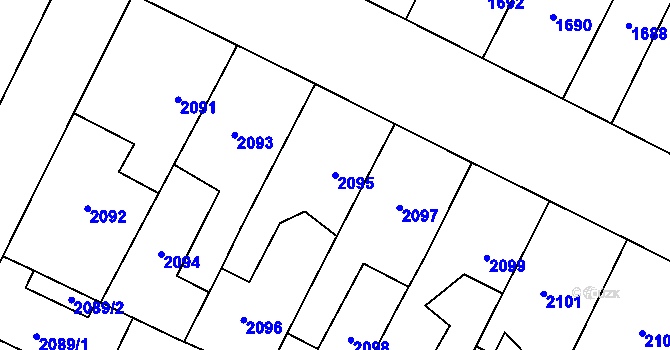 Parcela st. 2095 v KÚ Hustopeče u Brna, Katastrální mapa