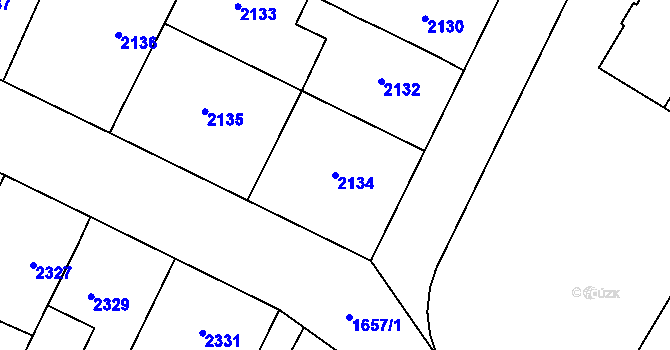Parcela st. 2134 v KÚ Hustopeče u Brna, Katastrální mapa