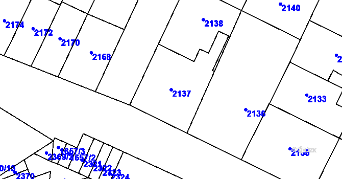 Parcela st. 2137 v KÚ Hustopeče u Brna, Katastrální mapa