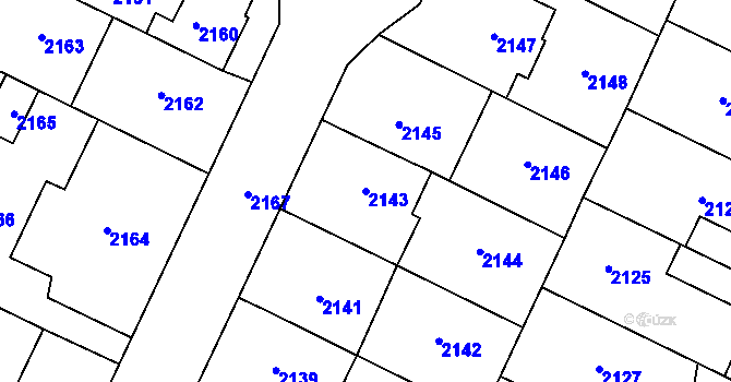 Parcela st. 2143 v KÚ Hustopeče u Brna, Katastrální mapa