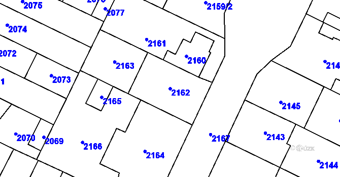 Parcela st. 2162 v KÚ Hustopeče u Brna, Katastrální mapa
