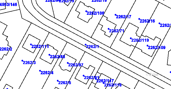 Parcela st. 2262/1 v KÚ Hustopeče u Brna, Katastrální mapa