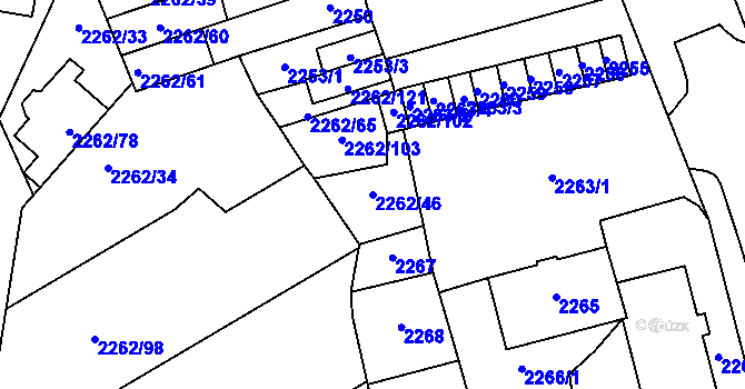 Parcela st. 2262/46 v KÚ Hustopeče u Brna, Katastrální mapa