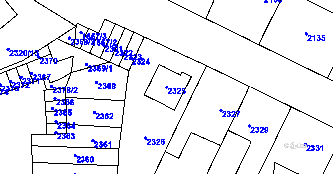Parcela st. 2325 v KÚ Hustopeče u Brna, Katastrální mapa