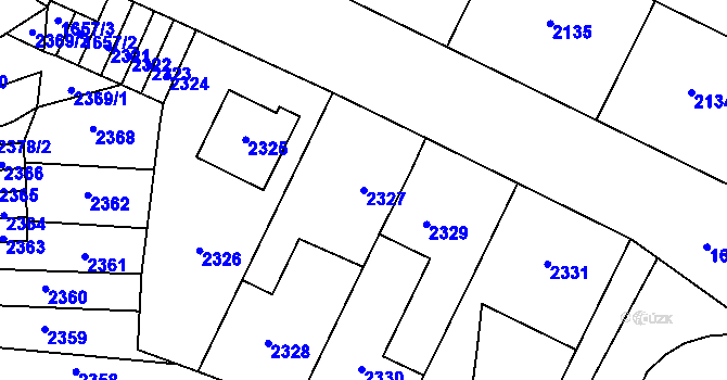 Parcela st. 2327 v KÚ Hustopeče u Brna, Katastrální mapa
