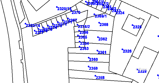 Parcela st. 2364 v KÚ Hustopeče u Brna, Katastrální mapa