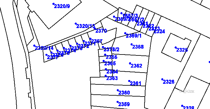 Parcela st. 2366 v KÚ Hustopeče u Brna, Katastrální mapa