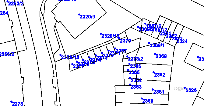 Parcela st. 2372 v KÚ Hustopeče u Brna, Katastrální mapa