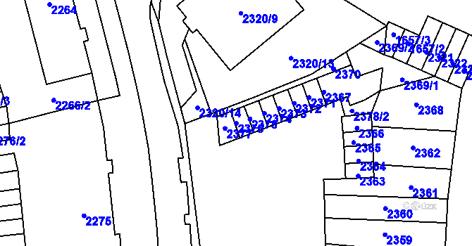 Parcela st. 2376 v KÚ Hustopeče u Brna, Katastrální mapa