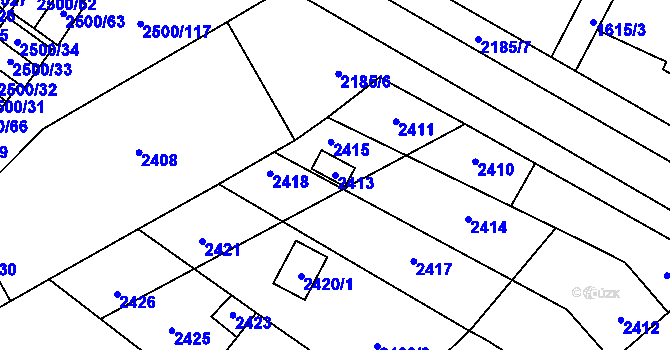 Parcela st. 2413 v KÚ Hustopeče u Brna, Katastrální mapa
