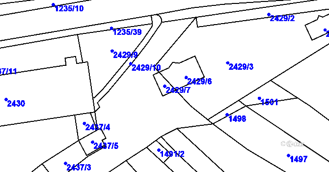 Parcela st. 2429/7 v KÚ Hustopeče u Brna, Katastrální mapa