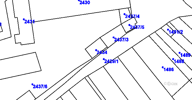 Parcela st. 2434 v KÚ Hustopeče u Brna, Katastrální mapa