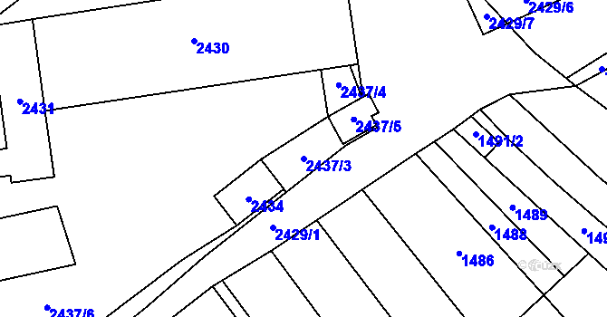 Parcela st. 2437/3 v KÚ Hustopeče u Brna, Katastrální mapa