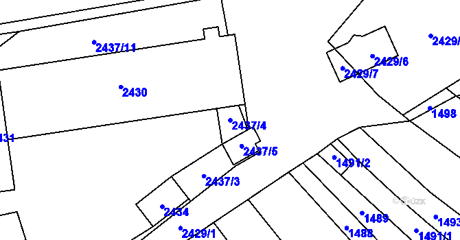 Parcela st. 2437/4 v KÚ Hustopeče u Brna, Katastrální mapa