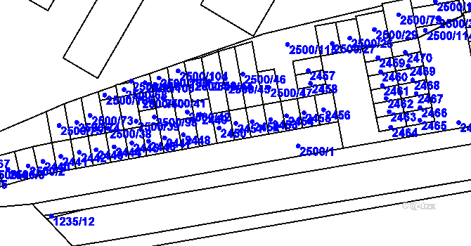 Parcela st. 2451 v KÚ Hustopeče u Brna, Katastrální mapa