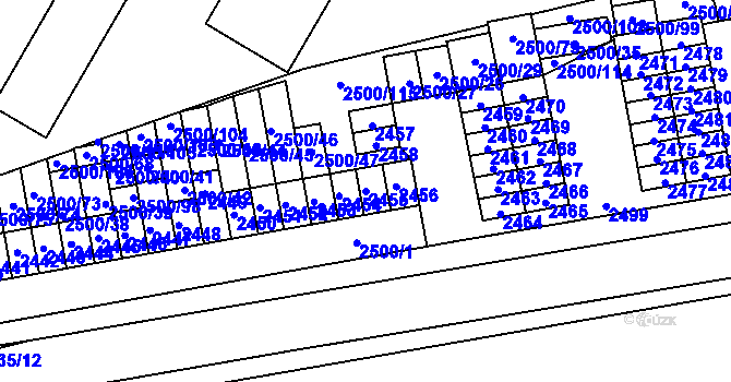 Parcela st. 2455 v KÚ Hustopeče u Brna, Katastrální mapa
