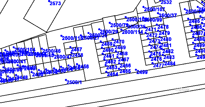 Parcela st. 2461 v KÚ Hustopeče u Brna, Katastrální mapa
