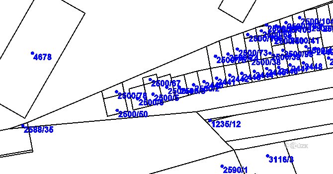 Parcela st. 2500/4 v KÚ Hustopeče u Brna, Katastrální mapa