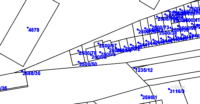 Parcela st. 2500/5 v KÚ Hustopeče u Brna, Katastrální mapa
