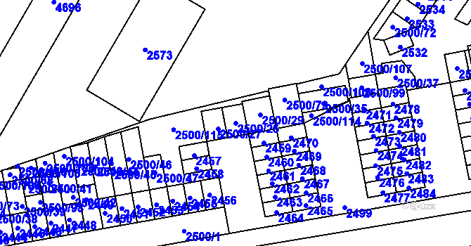 Parcela st. 2500/26 v KÚ Hustopeče u Brna, Katastrální mapa