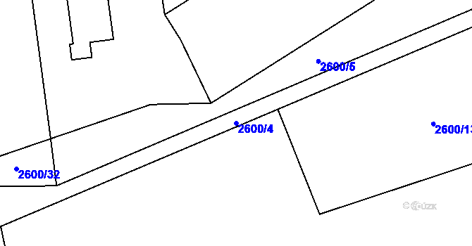 Parcela st. 2600/4 v KÚ Hustopeče u Brna, Katastrální mapa
