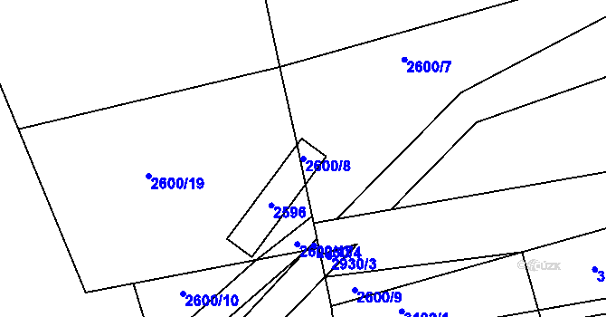 Parcela st. 2600/8 v KÚ Hustopeče u Brna, Katastrální mapa