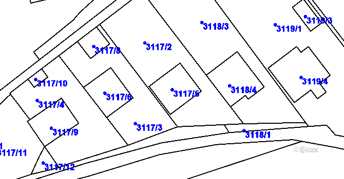Parcela st. 3117/5 v KÚ Hustopeče u Brna, Katastrální mapa