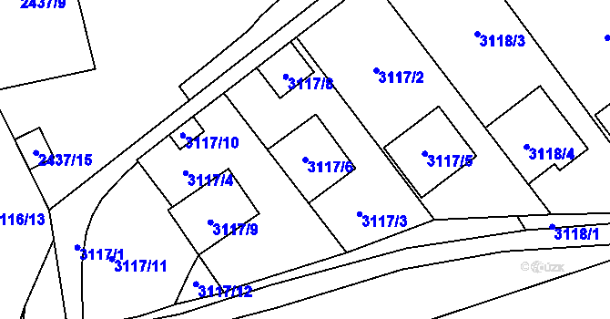 Parcela st. 3117/6 v KÚ Hustopeče u Brna, Katastrální mapa