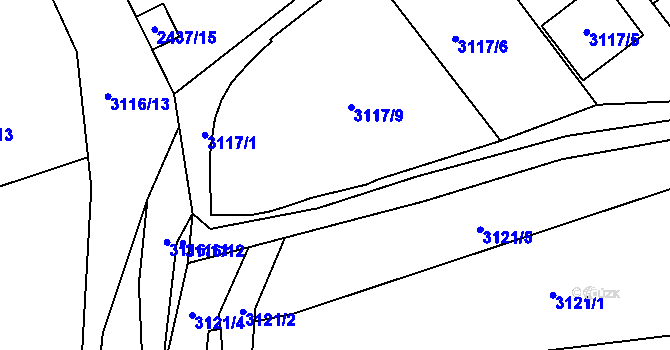 Parcela st. 3117/12 v KÚ Hustopeče u Brna, Katastrální mapa