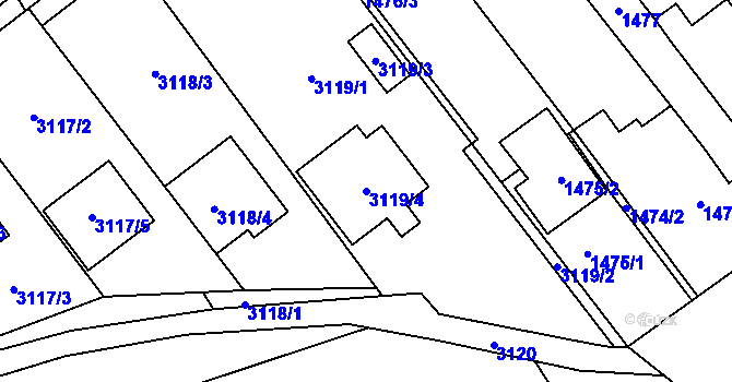 Parcela st. 3119/4 v KÚ Hustopeče u Brna, Katastrální mapa