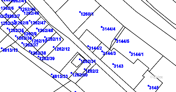 Parcela st. 3144/2 v KÚ Hustopeče u Brna, Katastrální mapa