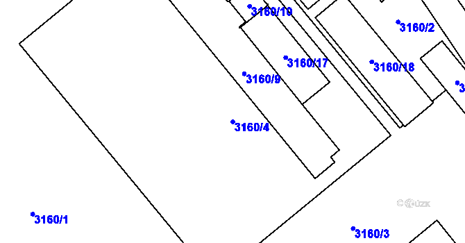Parcela st. 3160/4 v KÚ Hustopeče u Brna, Katastrální mapa