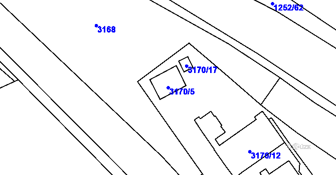 Parcela st. 3170/5 v KÚ Hustopeče u Brna, Katastrální mapa