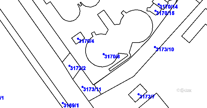 Parcela st. 3170/8 v KÚ Hustopeče u Brna, Katastrální mapa