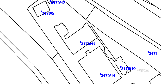 Parcela st. 3170/12 v KÚ Hustopeče u Brna, Katastrální mapa