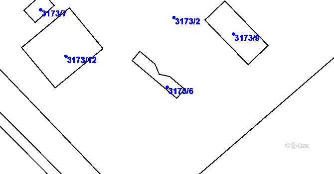 Parcela st. 3173/6 v KÚ Hustopeče u Brna, Katastrální mapa