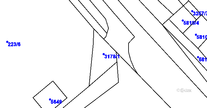 Parcela st. 3178/1 v KÚ Hustopeče u Brna, Katastrální mapa