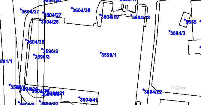 Parcela st. 3596/1 v KÚ Hustopeče u Brna, Katastrální mapa