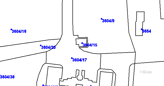 Parcela st. 3604/15 v KÚ Hustopeče u Brna, Katastrální mapa
