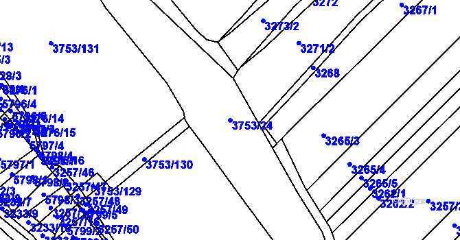 Parcela st. 3753/24 v KÚ Hustopeče u Brna, Katastrální mapa