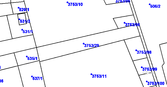 Parcela st. 3753/29 v KÚ Hustopeče u Brna, Katastrální mapa
