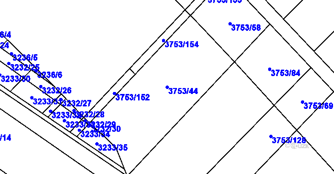 Parcela st. 3753/44 v KÚ Hustopeče u Brna, Katastrální mapa