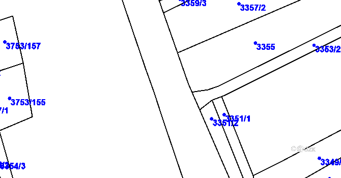 Parcela st. 3753/52 v KÚ Hustopeče u Brna, Katastrální mapa