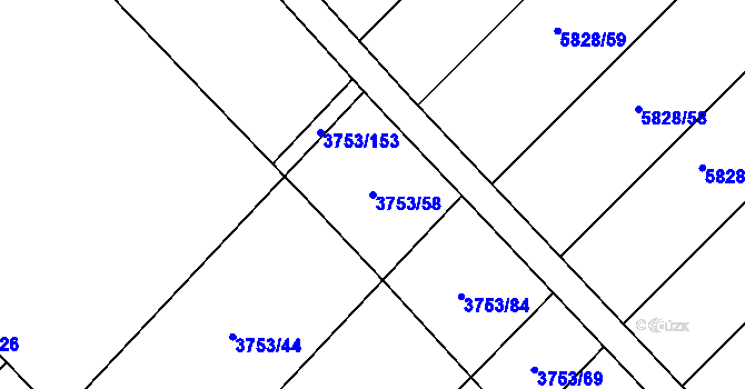 Parcela st. 3753/58 v KÚ Hustopeče u Brna, Katastrální mapa
